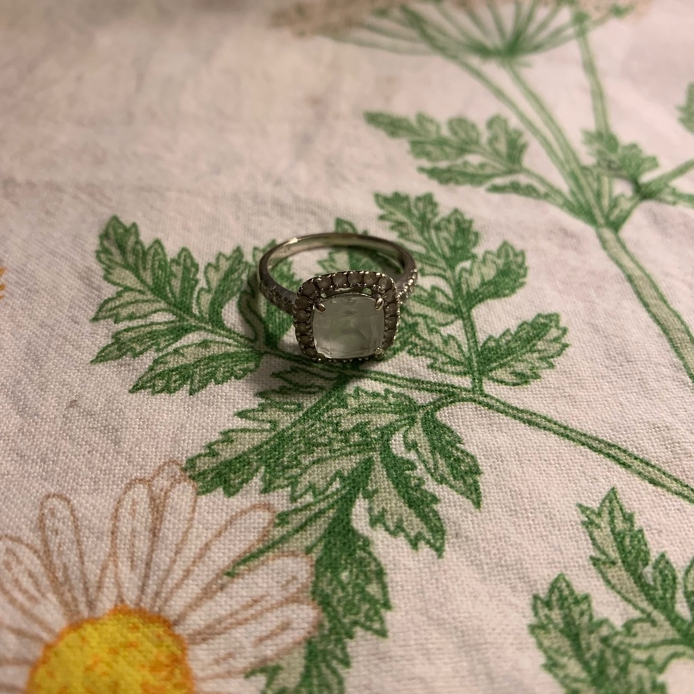 White topaz + CZ Ring